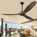 PLPUVO 52 Inch Outdoor Ceiling Fans for Patios, 3 Blade Wood Ceiling Fan No Light with Remote Control, Farmhouse Rustic Indoor Outdoor Ceiling Fan for Outside Porch Villager, Quiet Reversible DC Motor