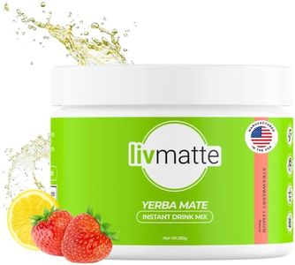 LivMatte Yerba Mate Instant Tea Powder-Natural Caffeine Flavored Drink Mix, Sugar-Free, Clean Energy, Mental Focus + Wellness Support I 30 Servings (Strawberry Lemon)