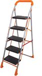 Parasnath Orange Diamond Folding Ladder with Wide Steps 5 Steps 5.1 FT Ladder - Made in India, Alloy Steel