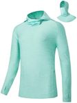 Willit Men's Sun Protection Hoodie UPF 50+ Fishing Hiking Shirt Long Sleeve SPF UV Shirt Rash Guard Lightweight Slubby Light Cyan XXXL