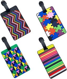 EQLEF Lovely Secure Luggage Tags PVC Suitcase luggage tags Business Card Holder/Travel ID Bag Tag (4 Pcs colored luggage tags)