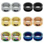 6 Pairs Stainless Steel Screw Fit Tunnels Plugs Flesh Expander Stretcher Ear Gauges Piercing (Gauge=9/16"(14mm))