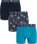 Lucky Brand Men's Underwear - Casual Stretch Boxer Briefs (3 Pack), Eclipse/Navy Print/Teal, S