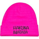 Concept One Disney The Lion King Hakuna Makata Embroided Cuff Winter Beanie, Pink, One Size