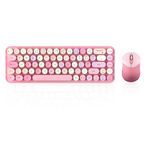 Perixx PERIDUO-802PK Bluetooth Mini Keyboard and Mouse Combo - Retro Round Key Caps - Pastel Pink - UK QWRTY