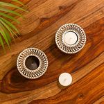 ExclusiveLane Mandala Hand-Carved Block Tea Light Holder (Set of 2, Sheesham Wood) - Decorative Tea Light Candle Holder for Home Décor Votive Tea Light Holder T Lite Candle Stand for Home Decoration