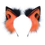 Cosplay Fluffy Orange Fox Wolf Cat Dog Ears Headband Hairband Hair Hoop Halloween Costume Headpiece Headwear Accessories