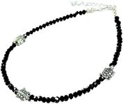 Black Bead Crystal Charm Anklet Bra