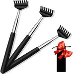 (3-Pack) Black Telescopic Back Scratcher, ELASO Portable Extendable Stainless Steel Back Scratchers for Men Women with Beautiful Carry Bag