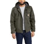 Carhartt Men's Relaxed Fit Washed Duck Sherpa-lined Utility Jacket, Green (moss), L