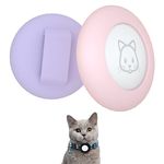 2022 Airtag Cat Collar Holder, Small Air tag Cat Collar Holder Compatible with Apple Airtag GPS Tracker, 2Pack Waterproof Case Cover for Cat Dog Pet Collar Within 3/8 inch (Pink&Purple)