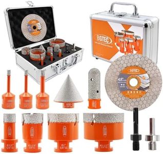 BGTEC Diamond Hole Saw Kit - 12PCS 6/6/8/19/35/50/65mm Drill Bits+20mm Milling Finger Bit+50mm Chamfering Bit+SDS/HEX+115mm Tile Blade for Porcelain Tile Ceramic Granite Marble Stoneware
