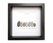 Family Gift Framed Pebble Art Picture Family Rocks Personalised Pets, Children, Adults