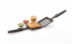 Tosaa TSTSOLO Solo Regular Gas Sandwich Toaster Non-Stick Aluminium,Compatibility with Gas Stoves,Flame-Proof Design,Heat-Resistant Handle,Sandwich Maker,Black,1000 Watt