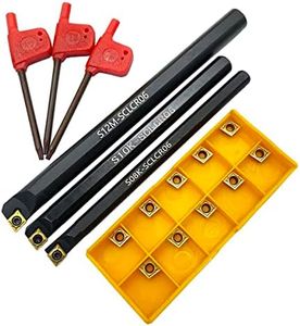 GBJ S08K/S10K/ S12M-SCLCR06 3pcs +10pcs CCMT060204 Carbide Inserts with 95 Degree Internal Turning Boring Bar with 10pcs CCMT2(1.5)1 Carbide Inserts for Machining Steel Parts and Stainless Steel