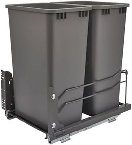 Rev-A-Shelf Pullout Dual Trash Cans for Full Height Kitchen Garbage Cabinet 50 Quart 12.5 Gallon with Soft-Close Slides, Orion Gray, 53WC-2150SCDM-213