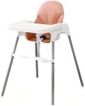 Slotlien 4 in 1 Baby High Chair, Convertible Feeding Chair, Toddler Chair with Adjustable Height, 2-Point Adjustable Removable Dining Tray, Foot Rest Seat Belts and Cushions 6-36 Month