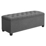 SONGMICS Storage Ottoman Bench, Foldable Ottoman Foot Rest with Legs, 40 x 110 x 40 cm, End of Bed Bench, Storage Chest, Load up to 660 lb, for Living Room, Bedroom, Entryway, Dark Grey LSF088G51