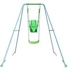 2-in-1 Toddler Swing Set, A-Frame Swing Sets for Backyard Playground with Metal Swing Stand,4 Anchors, Two Swing Seats for Kids 6 Month+