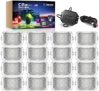 MICTUNING C2 MAX RGB+IC Rock Light with White Housing - 16 Pods Chasing Color Underglow Lights Kit, Dynamic Lighting Modes, APP Control, IP68 Waterproof, DIY Effect, Up to 24pods Extensible