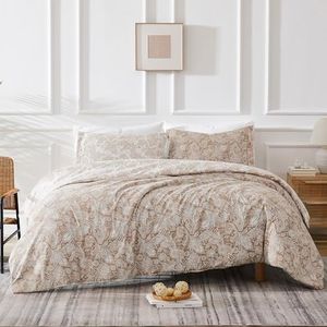 Southshore Fine Living, Inc. Oversized Comforter King Size Bed Set, Down Alternative Paisley Bedspread, Reversible Bedding Sets, California/King Sized Comforter & Matching Shams, Taupe/White
