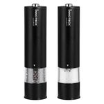 Innoteck Essentials Electric Salt and Pepper Mill Set - Battery-Operated Black Pepper Mill with Light - One Touch Operation - Salt & Pepper Mills - Adjustable Coarseness - Ceramic Grinder