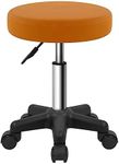 FURWOO Round Rolling Stool Height Adjustable Stool with Wheels for Spa Salon Massage Pale Brown