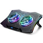 TECKNET RGB Laptop Cooler,LED Display,7-Height Levels,10 Lighting Modes,Gaming Laptop Cooling Pad,6-Speed Fan Control,Laptop Cooling Stand,2 USB Ports,for 9''-17'' Notebooks (Black)