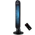NETTA 36 Inch Tower Fan with Remote Control - Bladeless Oscillating Fan with LED Display & 8-Hour Timer - 3 Wind Modes, 3 Speed Settings - Electric Floor Fan for Home, Kitchen & Office - Black