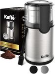 Kaffe Electric Coffee Grinder with Removable Cup (3.5oz) - Stainless Steel - Cleaning Brush Included - Espresso Coffee Bean Grinder for Home Use - Silver