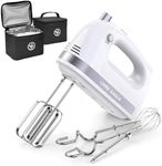 Lord Eagle Hand Mixer Electric Handheld 400W, 5-Speed Lightweight Kitchen Mixer with Stain-resistant & Waterproof Storage Bag, 5 Stainless Steel Attachments for Baking Cake Egg Cream Food Beater