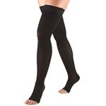 Truform Unisex Adult Thigh High Medical Support Hose, Black, M Pack of 2 US