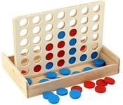 4 in a Row Traditional Wooden Edu Board Game Classic Four in a Line Connect Find 4