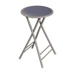 Trademark Home 82-0827-GY Folding Heavy Duty 24-Inch Collapsible Padded Round Stool, Gray