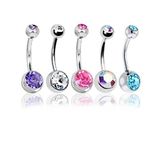 BODYA Belly Bars Balls Surgical Steel Belly Button Jewelry, Pack of 5, Body Piercing Jewelry