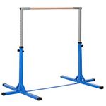 HOMCOM Height Adjustable Gymnastics Horizontal Bar For Kids Home Gym Training Children Junior Kip High Bar Fitness Blue