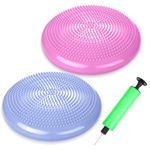 Silipull 2 Pcs Wiggle Seat Inflated Wobble Cushion Flexible Balance Disc with Air Pump for Core Stability Strengthening Improving Posture Physical Exercise (Macaroon Blue and Macaroon Pink)