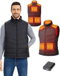 HILLSLTR Heated Vest for Men with 18400mAh 7.4V Battery Pack，Lightweight Mens Heated Vest Electric Warming Vest with Pockets,L