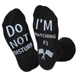 Dekzked Funny F1 Fans Gift Socks,Do Not Disturb I'm Watching F1 Socks Mens Birthday Present for F1 Lover Novelty Racing Car Fans Gifts (UK, Alpha, One Size, Regular, Regular, Black)