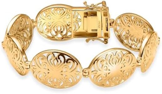SHOP LC DELIVERING JOY 18K Vermeil Yellow Gold Over Sterling Silver Filigree Bracelet 7.25 In 19.15 Grams Christmas Gifts