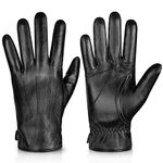 Alepo Genuine Sheepskin Leather Gloves Mens, Winter Gloves for Men Touch Screen Texting, Mens Leather Gloves Cashmere Lined Driving Outdoor（Black-S）