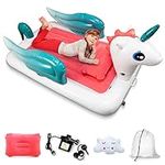 Sleepah Inflatable Toddler Travel Bed Portable Kids Air Mattress Set w Safety Bed Rail Guards for Kids & Toddlers – Set Includes Pump, Carry Case, Pillow & More - Perfect Transitional Cot Unicorn