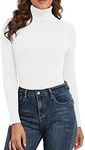 PrettyGuide Women's Ribbed Turtleneck Long Sleeve Sweater (S, White)