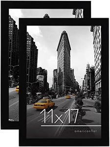 Americanflat 11x17 Picture Frame in Black - Set of 2 - Engineered Wood Photo Frame with Shatter-Resistant Glass and Hanging Hardware for Wall Display