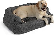 Snoozer Pet Products Luxury Overstuffed Microsuede Pet Sofa, Show Dog Collection, Extra Large, Merlin Pewter