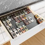 Wizsofer Expandable Spice Drawer Organizer for 11.5" to 23" Kitchen Cabinets Drawer, Adjustable 4 Tier Spice Rack Tray Insert, Food Seasoning Jars Storage, Aluminum, Black