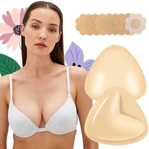 UFANDYI Sticky Bra Push Up, Double Sided Sticky Bra, Adhesive Inserts Push Up, Strapless Bikini Pads for Sports Swimsuit Beige