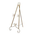 Deco 79 Metal Scroll Large Free Standing Adjustable Display Stand Easel with Chain Support, 22" x 21" x 46", Gold