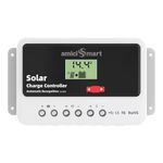 amiciSmart Solar Charge Controller 10A, 12V/24V Intelligent Battery Regulator for Lead Acid & Lithium Battery with 3A USB Port and 1 Year Warranty (0.26kW)