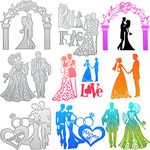 8 Pieces Wedding Die Cuts Metal Wedding Dress Cutting Die Bride Groom Metal Stencils Couple Wedding Die Cuts for DIY Wedding Invitation Album Scrapbooks Decorative Paper Dies Cards